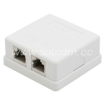Computer wall outlet, surface mount 2 x RJ45 white packaged