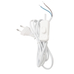 Power cord with switch white, 2m, 2x0,75mm², 2,5A, packaged