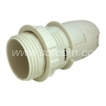 Lamp holder plastic E14 with thread and ring white