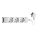 Pikendusjuhe 3 pesa + 2xUSB 1,5m 3G1,0mm² 16A valge